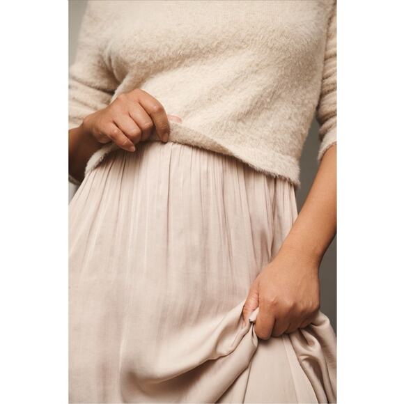 Anthropologie The Thea Eyelash Twofer Sweater Maxi Dress Blush Neutral XLP - Picture 4 of 12